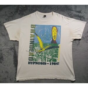 Brain Dead Shirt Mens Size Large White Hypnosis-1984 Short Sleeve Crew Neck Fair